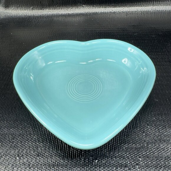 Fiestaware Turquoise Heart Bowl Fiesta Blue Dish Bowl USA Ceramic 7inch Dish VTG - Picture 11 of 12